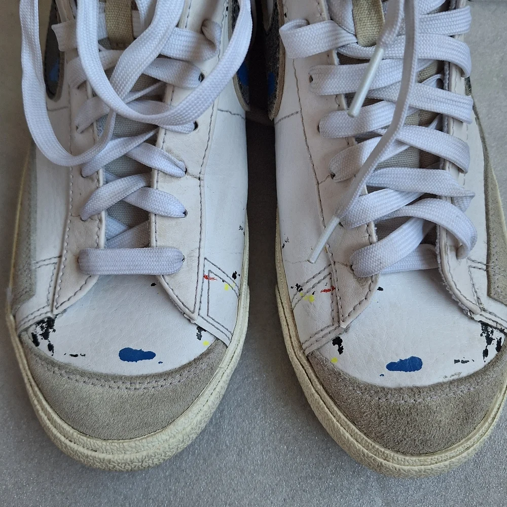 Nike Blazer Mid '77 Paint Splatter White Leather Men's 10.5